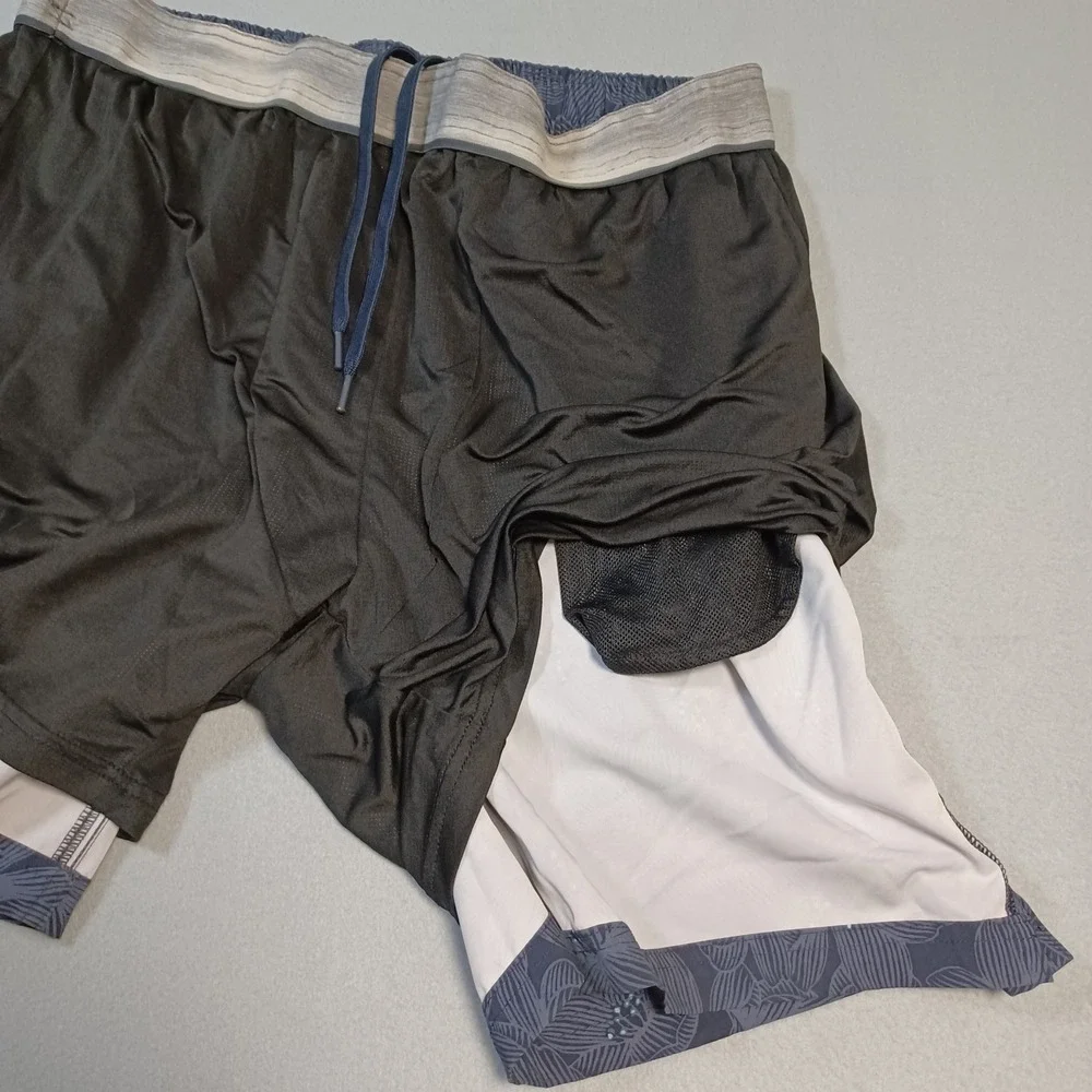 Hurley Mens XXL Swim Trunks Gray Floral Board Shorts‎ Elastic Waist Mesh Lined
